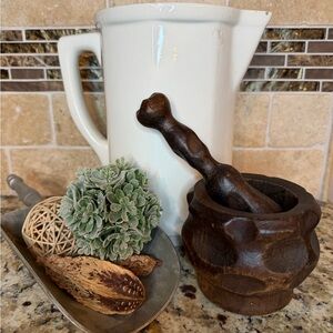 Rustic Wooden Mortar and Pestle Set